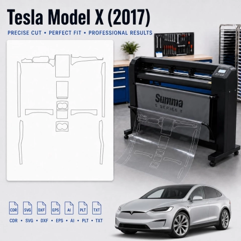 Tesla Model X 2017 Innenraum PPF- & Folien-Schneidevorlage