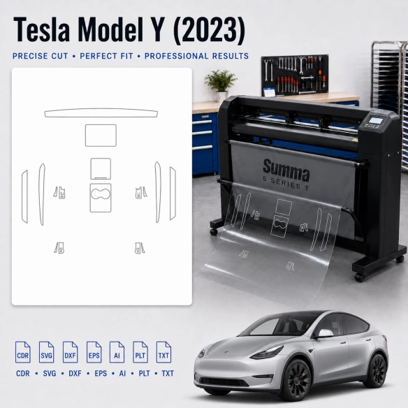 Tesla Model Y 2023 Interior PPF & Wrap Cutting Template