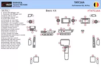 Toyota Tacoma 2016-2020 3D Decor de carlinga su interior del coche 44-Partes