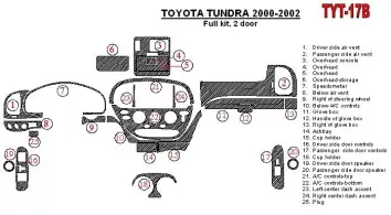 Toyota Tundra 2000-2002 2 Doors, Full Set, 25 Parts set Decor de carlinga su interior