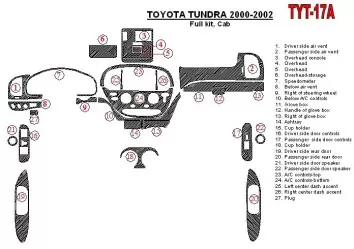 Toyota Tundra 2000-2002 4 Des portes, Ensemble Complet, 27 Parts set BD Kit la décoration du tableau de bord - 1 - habillage dec