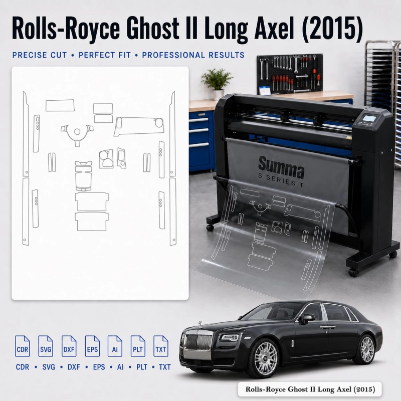 Plantilla de corte interior Rolls-Royce Ghost II Long Axle 2015 para PPF y vinilo