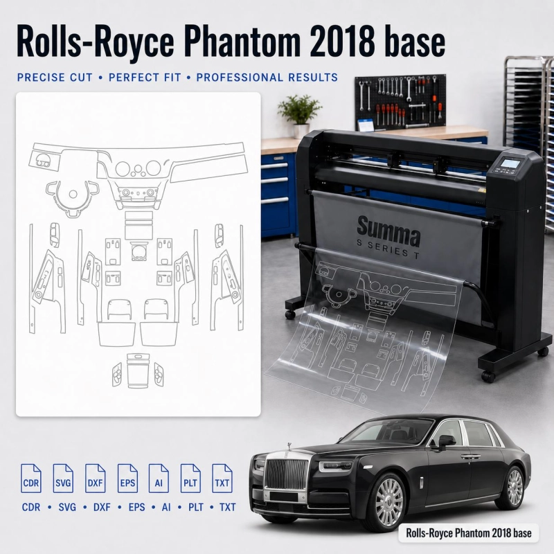 Rolls-Royce Phantom 2018 Base interieur PPF- en wrap-sjabloon