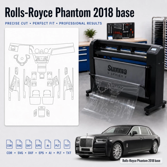Rolls-Royce Phantom 2018 Base Interior PPF & Wrap Cutting Template