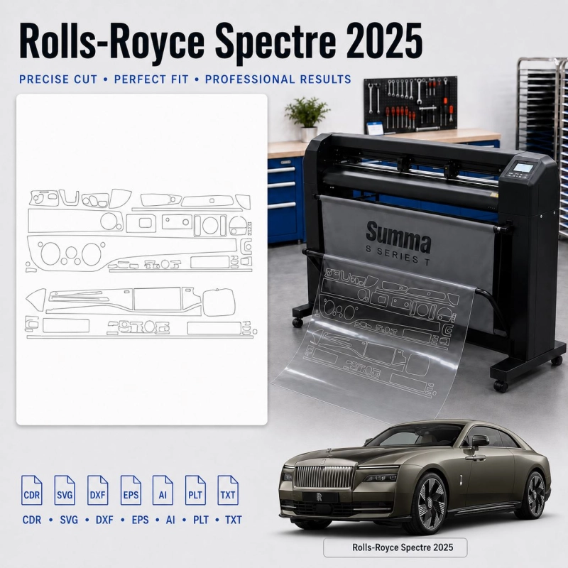 Plantilla de corte interior Rolls-Royce Spectre 2025 para PPF y vinilo