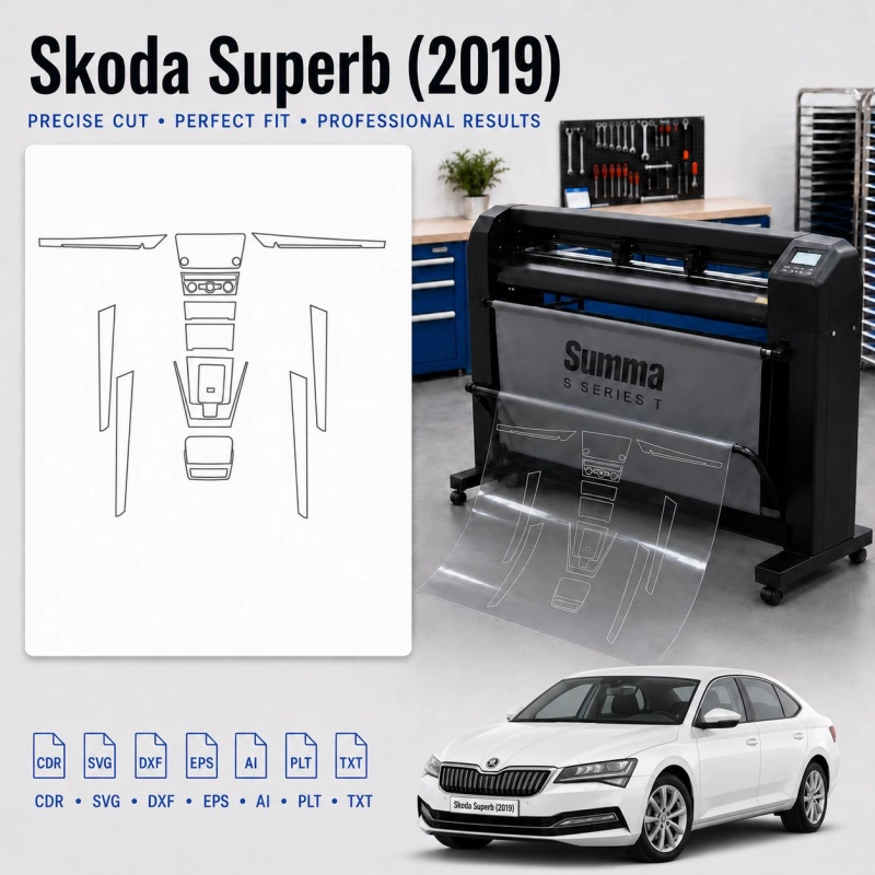Skoda Superb 2019 Interior PPF & Wrap Cutting Template