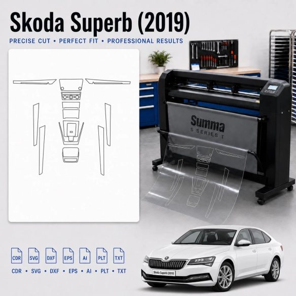 Skoda Superb 2019 Interior PPF & Wrap Cutting Template