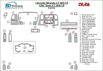 Chevrolet Silverado 2010-UP Ensemble Complet BD Décoration de tableau de bord