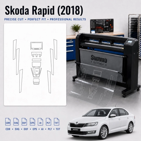 Skoda Rapid 2018 Interior PPF & Wrap Cutting Template