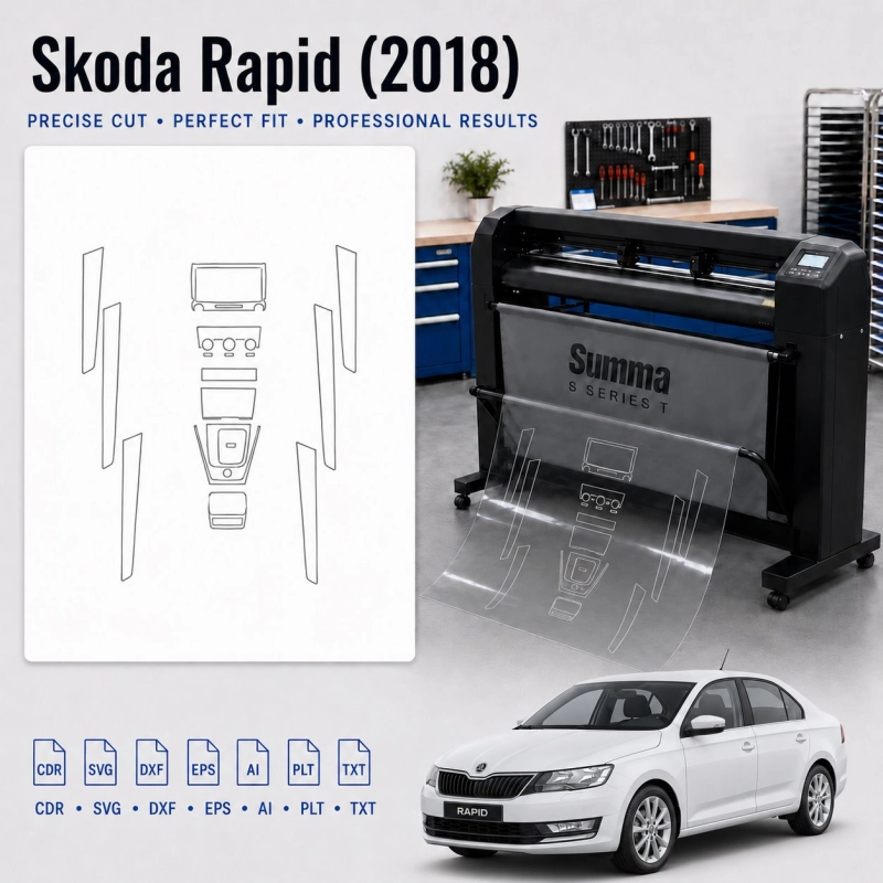 Plantilla de corte interior Skoda Rapid 2018 para PPF y vinilo