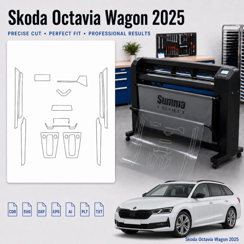 Skoda Octavia Wagon 2025 Interior PPF & Wrap Cutting Template