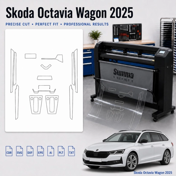 Skoda Octavia Wagon 2025 Interior PPF & Wrap Cutting Template