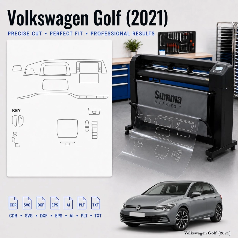 Plantilla de corte interior Volkswagen Golf 2021 para PPF y vinilo
