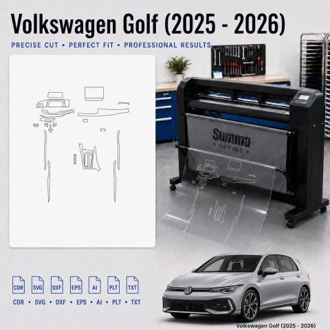 Gabarit de découpe intérieur Volkswagen Golf 2025 2026 pour PPF et covering