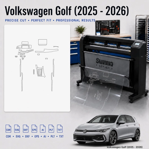 Gabarit de découpe intérieur Volkswagen Golf 2025 2026 pour PPF et covering