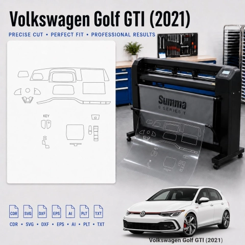 Gabarit de découpe intérieur Volkswagen Golf Gti 2021 pour PPF et covering