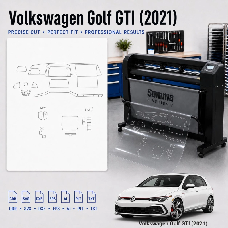 Volkswagen Golf Gti 2021 Innenraum PPF- & Folien-Schneidevorlage