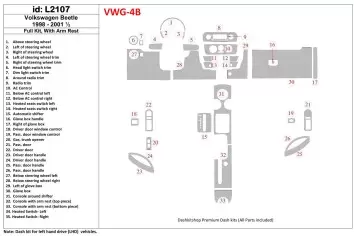 Volkswagen Beetle 1998-2001 Full Set, With Armrest, 33 Parts set Interior BD Dash Trim Kit