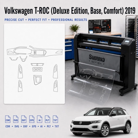 Plantilla de corte interior Volkswagen T Roc Deluxe Edition Base Comfort 2019 para PPF y vinilo