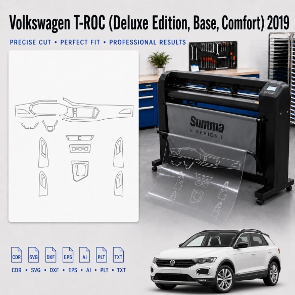 Plantilla de corte interior Volkswagen T Roc Deluxe Edition Base Comfort 2019 para PPF y vinilo