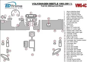 Volkswagen Beetle 1998-2001 Full Set, Without Armrest, 32 Parts set, Decor de carlinga su interior