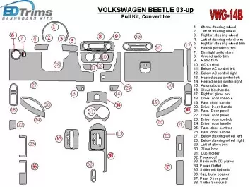 Volkswagen Beetle 2001-2005 Full Set fits Cabrio and Coupe With Armrest Decor de carlinga su interior