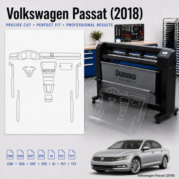 Volkswagen Passat 2018 Innenraum PPF- & Folien-Schneidevorlage