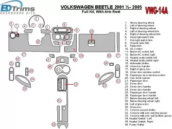Volkswagen Beetle 2001-2005 Full Set Decor de carlinga su interior