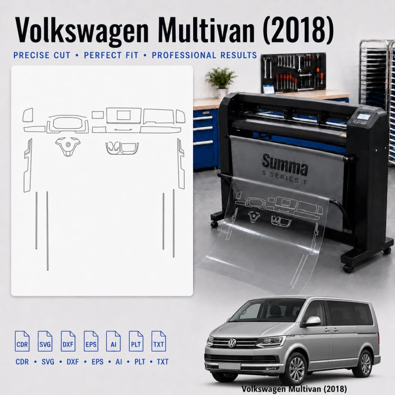 Volkswagen Multivan 2018 Innenraum PPF- & Folien-Schneidevorlage
