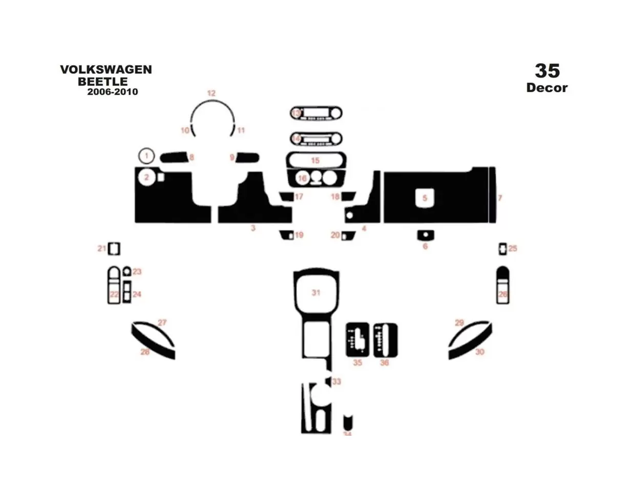 Volkswagen Beetle 2006-2010 3M 3D Interior Dashboard Trim Kit Dash Trim Dekor 35-Parts