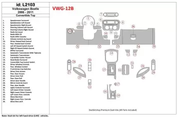 Volkswagen Beetle 2006-2011 Full Set, fits (Cabrio) BD Interieur Dashboard Bekleding Volhouder