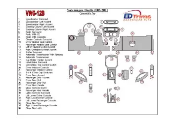 Volkswagen Beetle 2006-2011 Full Set, fits (Cabrio) Interior BD Dash Trim Kit