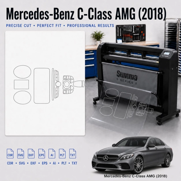 Mercedes Benz C Class Amg 2018 Innenraum PPF- & Folien-Schneidevorlage