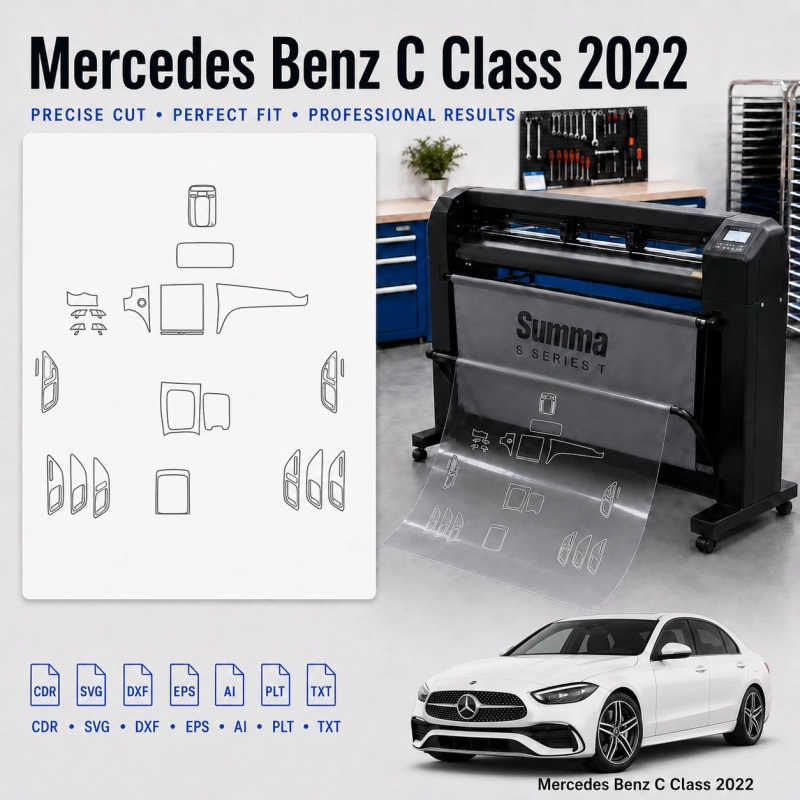 Mercedes Benz C Class 2022 Innenraum PPF- & Folien-Schneidevorlage