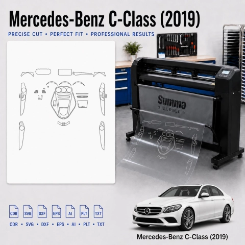 Mercedes Benz C Class 2019 Interior PPF & Wrap Cutting Template