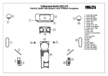 Volkswagen Beetle 2012-UP Full Set, Audio SD Card, Without NAVI BD Interieur Dashboard Bekleding Volhouder