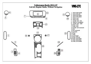 Volkswagen Beetle 2012-UP Full Set, Standart Audio, Without NAVI Interior BD Dash Trim Kit