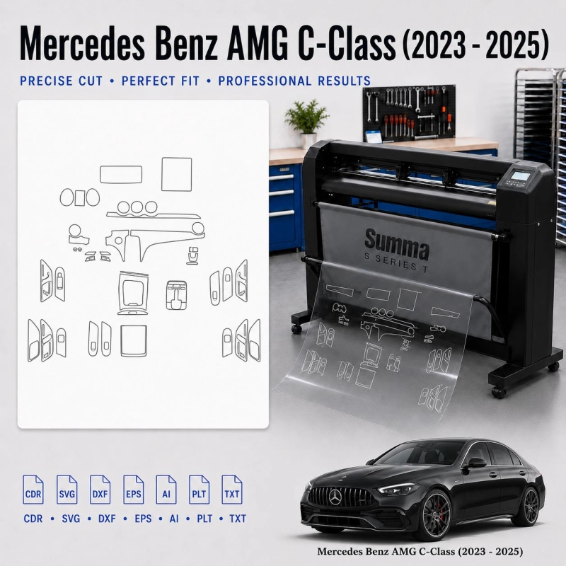 Mercedes Benz Amg C Class 2023 2025 Interior PPF & Wrap Cutting Template