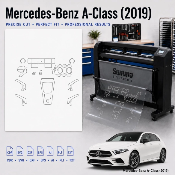 Mercedes Benz A Class Sedan 2024 Innenraum PPF- & Folien-Schneidevorlage