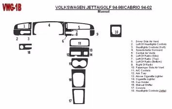 Volkswagen Cabrio 1994-2002 Manual Gearbox, 18 Parts set Decor de carlinga su interior