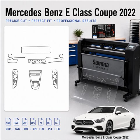 Mercedes Benz E Class Limousine 2022 Interior PPF & Wrap Cutting Template
