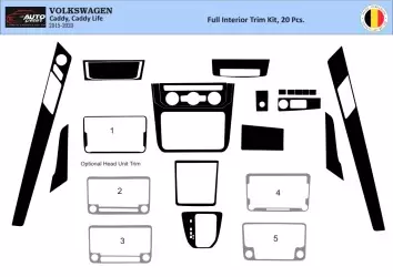 Volkswagen Caddy 09.2015 3D Interior Dashboard Trim Kit Dash Trim Dekor 20-Parts