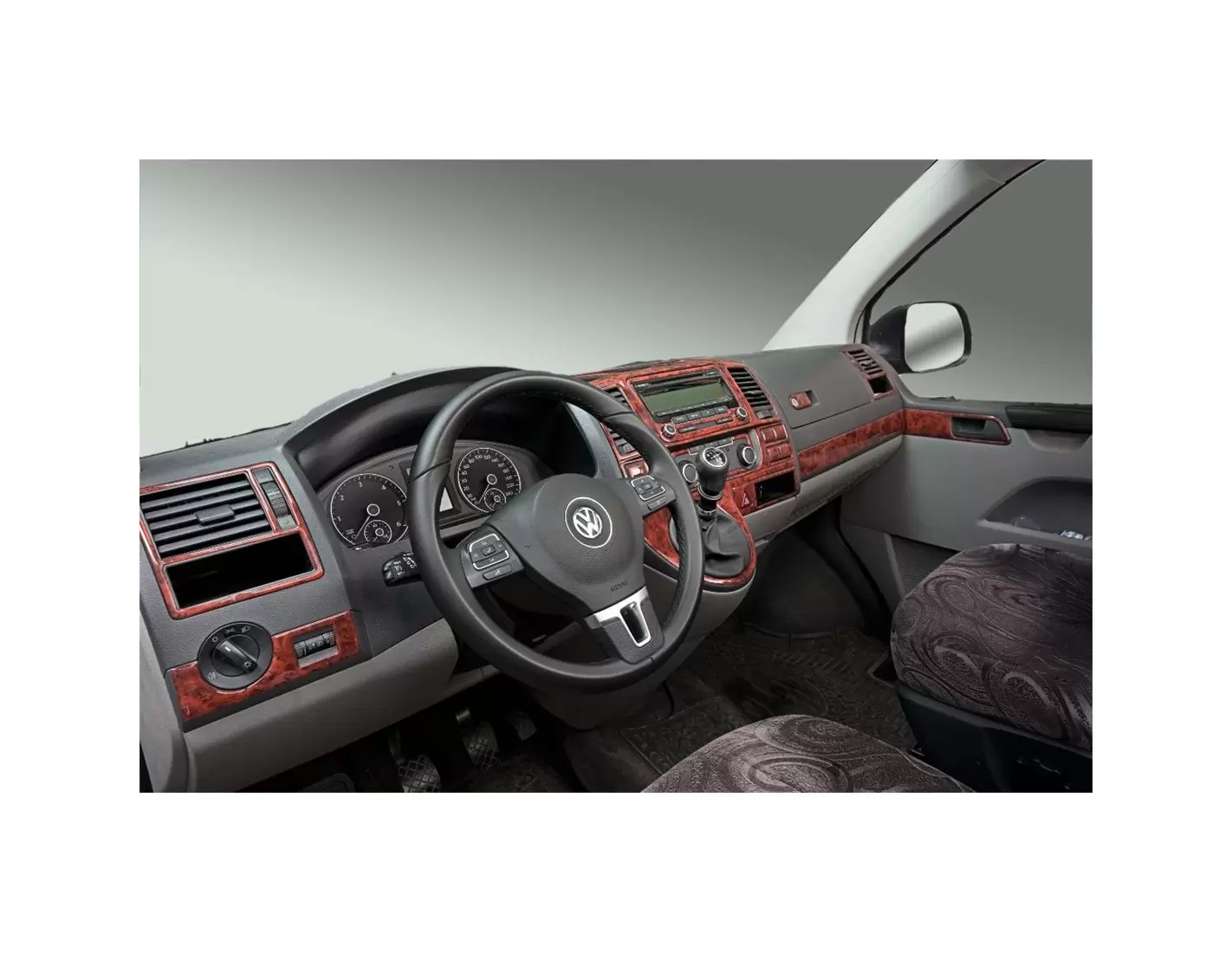 Volkswagen Carevelle T6 09.2009 3D Decor de carlinga su interior del coche 37-Partes