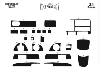 Chevrolet Tahoe 03.95 - 09.99 Mittelkonsole Armaturendekor Cockpit Dekor 24 -Teile