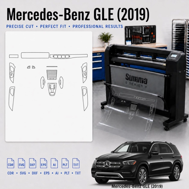 Mercedes Benz GLE 2019 interieur PPF- en wrap-sjabloon