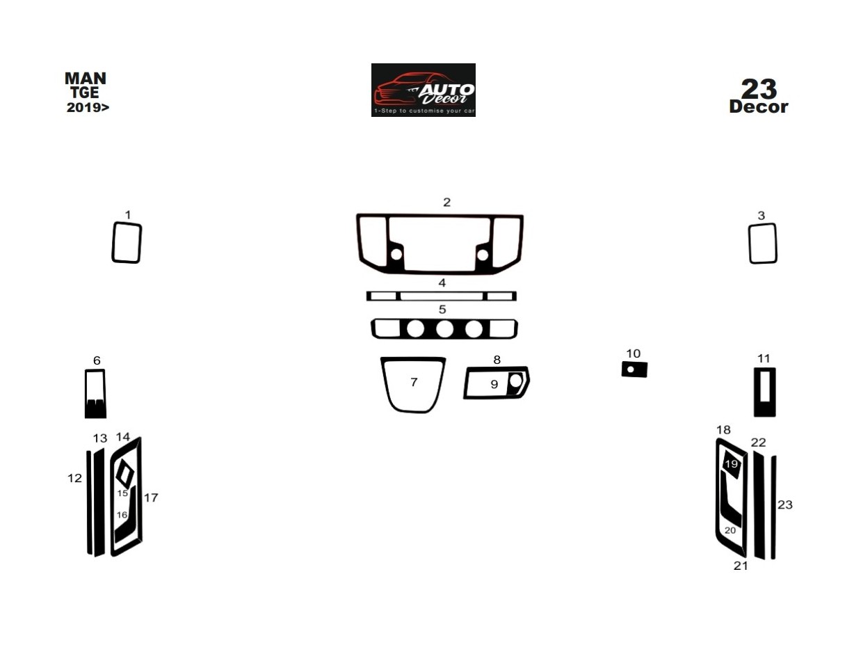 Volkswagen Crafter 2019 Kit la décoration du tableau de bord 23-Pièce - 1 - habillage decor de tableau de bord