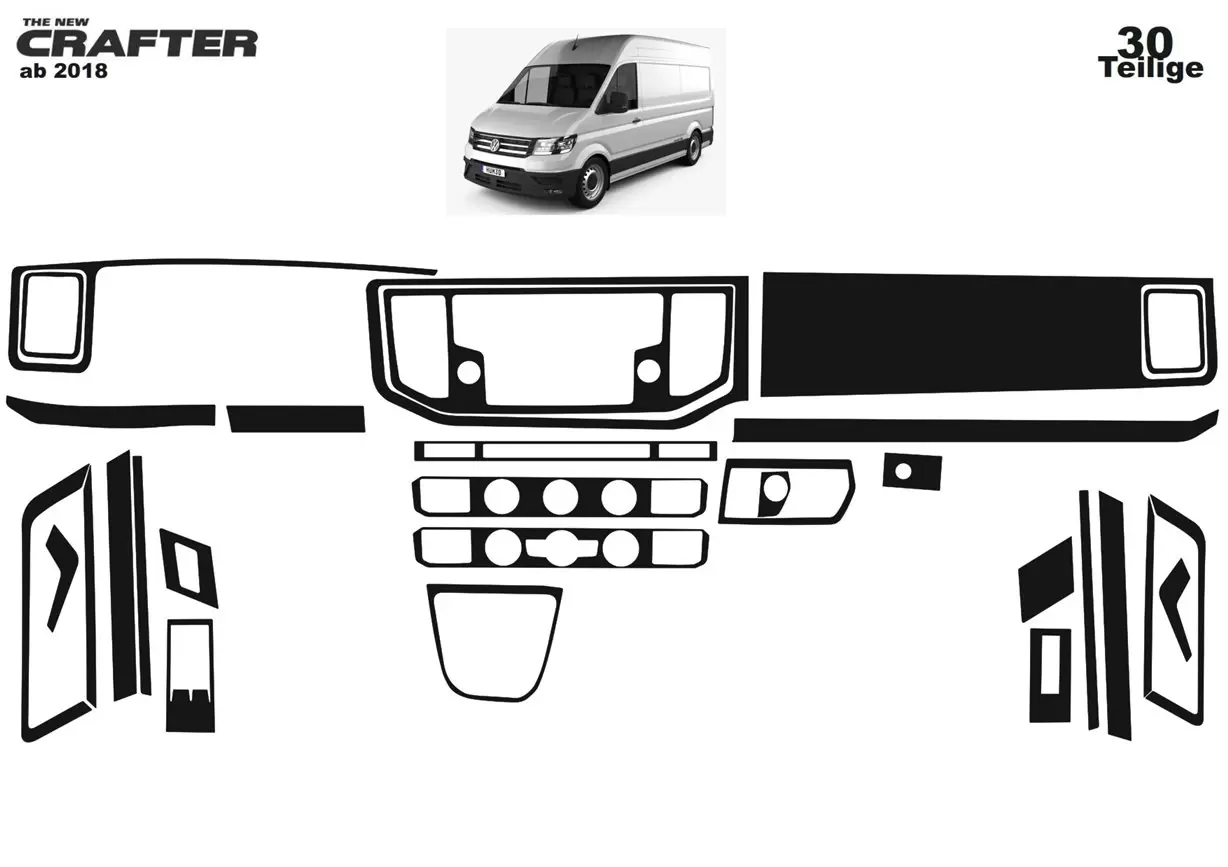 MAN TGE 2019 3M 3D Interior Dashboard Trim Kit Dash Trim Dekor 29-Parts