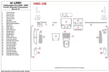 Volkswagen EOS 2006-2009 Full Set, Automatic Gearbox, Aircondition Cruscotto BD Rivestimenti interni