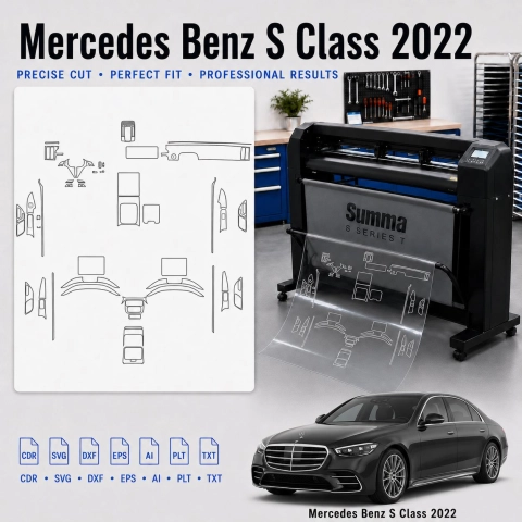 Plantilla de corte interior Mercedes Benz S Class 2022 para PPF y vinilo