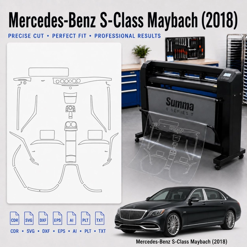 Mercedes Benz S Class Maybach 2018 Innenraum PPF- & Folien-Schneidevorlage